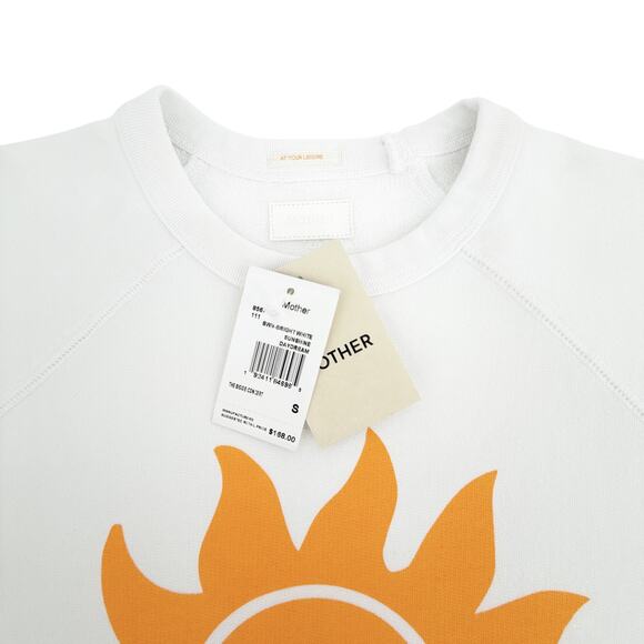 MOTHER The Biggie Message Sweatshirt In Bright White Sunshine Daydream S - Picture 4 of 11